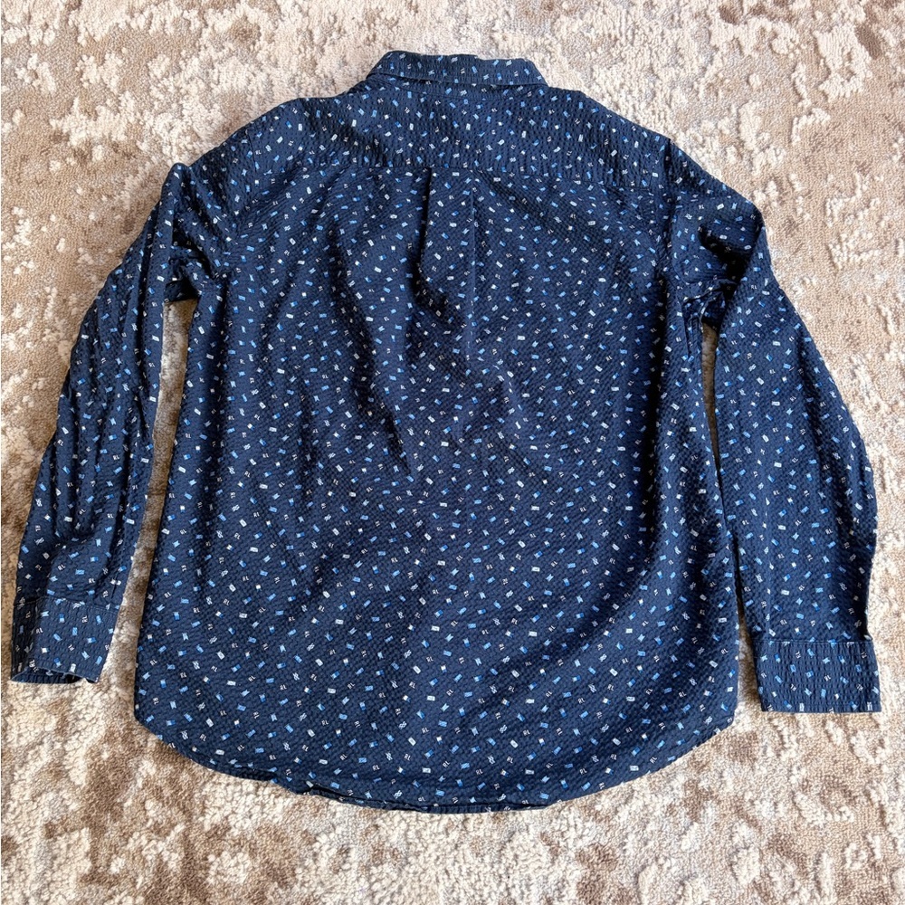 Ralph Lauren Navy Blue Printed Kids Button-Down Shirt - Picture 3 of 4